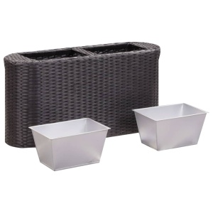 Strat inălțat de grădină negru 80x25x40 cm poliratan - Img 2