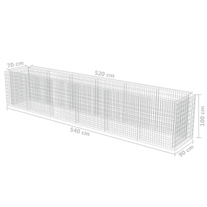 Strat inălțat gabion, 540 x 90 x 100 cm, oțel galvanizat - Img 7