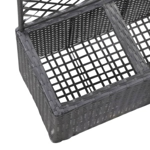 Strat inălțat spalier 2 ghivece negru 58x30x107 cm poliratan - Img 5
