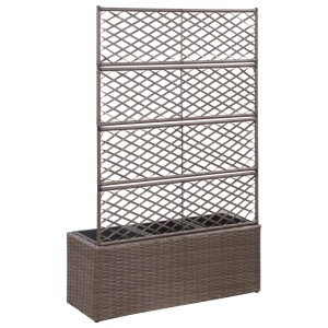 Strat inălțat spalier cu 3 ghivece maro 83x30x130 cm poliratan - Img 3