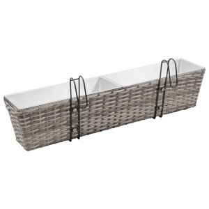 Straturi inălțate de balcon, 2 buc., gri, 80 cm, poliratan - Img 4