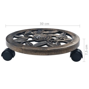 Suporturi de plante cu role, 6 buc., bronz, 30 cm, plastic - Img 5