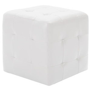 Taburet, 2 buc., alb, 30x30x30 cm, piele ecologică - Img 2