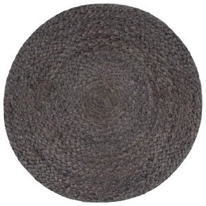 Taburet lucrat manual, gri inchis, 45x30 cm, iută - Img 3