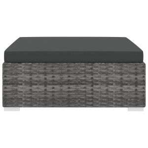 Taburet modular, 1 buc., gri, poliratan, cu pernă - Img 3