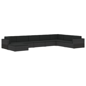 Taburet modular, 1 buc., negru, poliratan, cu pernă - Img 11