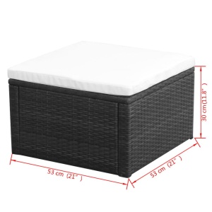 Taburet otoman din poliratan, 53 x 53 x 30 cm, negru - Img 4