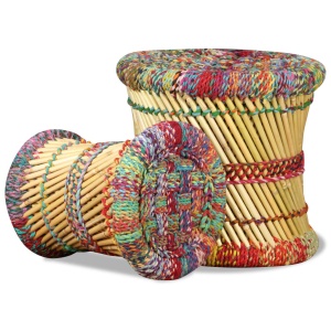 Taburete cu detalii Chindi, 2 buc., multicolor, bambus - Img 6
