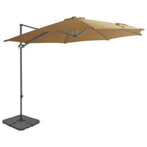 Umbrelă de exterior cu bază portabilă, gri taupe