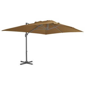Umbrelă de exterior cu bază portabilă, gri taupe - Img 3