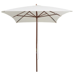 Umbrelă de soare cu stâlp de lemn, 200 x 300 cm, alb crem - Img 3
