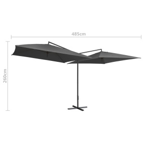 Umbrelă de soare cu stâlp din oțel, antracit, 250x250 cm - Img 5