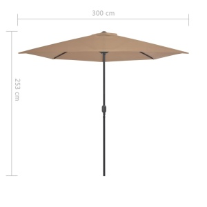 Umbrelă de soare de balcon, tijă aluminiu, gri taupe 300x150 cm - Img 7