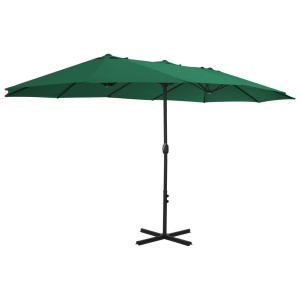 Umbrelă de soare de exterior, stâlp aluminiu, verde, 460x270 cm - Img 3