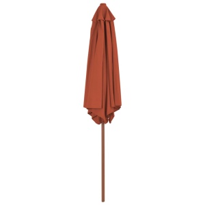 Umbrelă de soare de exterior, stâlp din lemn, cărămiziu, 270 cm - Img 4