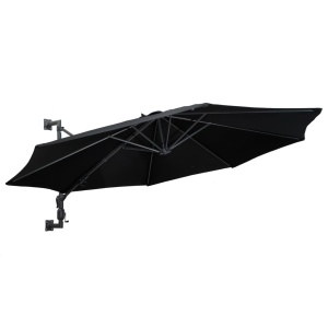 Umbrelă de soare de perete cu stâlp metalic, negru, 300 cm