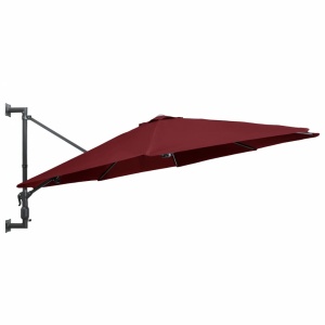 Umbrelă de soare de perete, stâlp metalic, roșu vișiniu, 300cm - Img 3