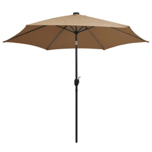 Umbrelă de soare, LED-uri și stâlp aluminiu, gri taupe, 300 cm - Img 3