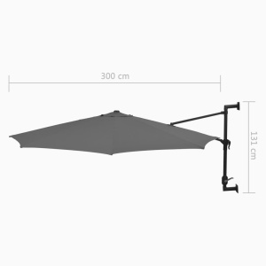 Umbrelă soare, montaj pe perete, stâlp metal, 300 cm, antracit - Img 9