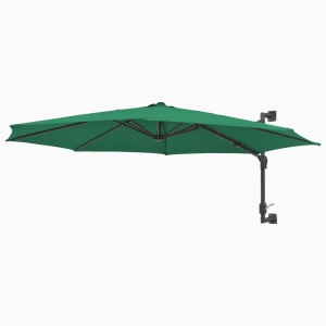 Umbrelă soare, montaj pe perete, tijă metalică, verde, 300 cm - Img 4
