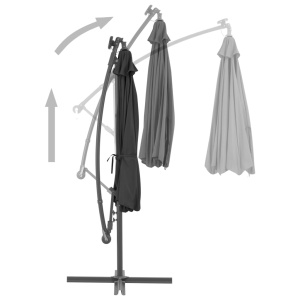 Umbrelă suspendată cu LED și stâlp din oțel, antracit, 300 cm - Img 3
