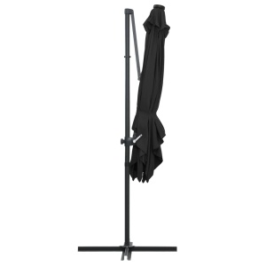 Umbrelă suspendată cu LED și stâlp din oțel, negru, 250x250 cm - Img 5