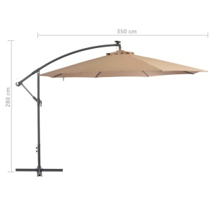 Umbrelă suspendată cu stâlp din aluminiu, 350 cm, gri taupe - Img 7