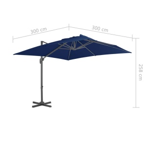 Umbrelă suspendată cu stâlp din aluminiu albastru azuriu 3x3 m - Img 7