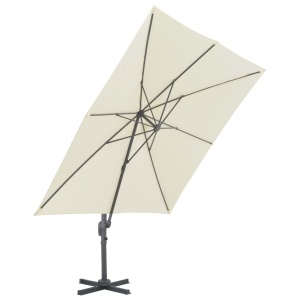 Umbrelă suspendată cu stâlp din aluminiu, nisipiu, 300x300 cm - Img 4