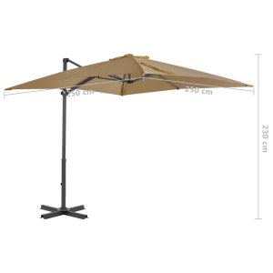 Umbrelă suspendată cu stâlp din aluminiu taupe 250x250 cm - Img 7