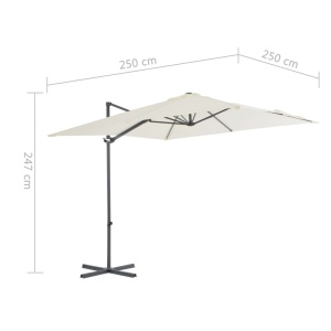 Umbrelă suspendată cu stâlp din oțel, nisipiu, 250 x 250 cm - Img 9
