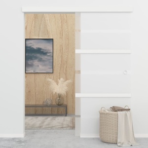 Ușă glisantă cu opritoare soft, 90x205 cm, sticlă ESG/aluminiu - Img 2
