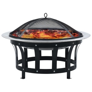 Vatră de foc de exterior cu grătar, 76 cm, oțel inoxidabil - Img 2