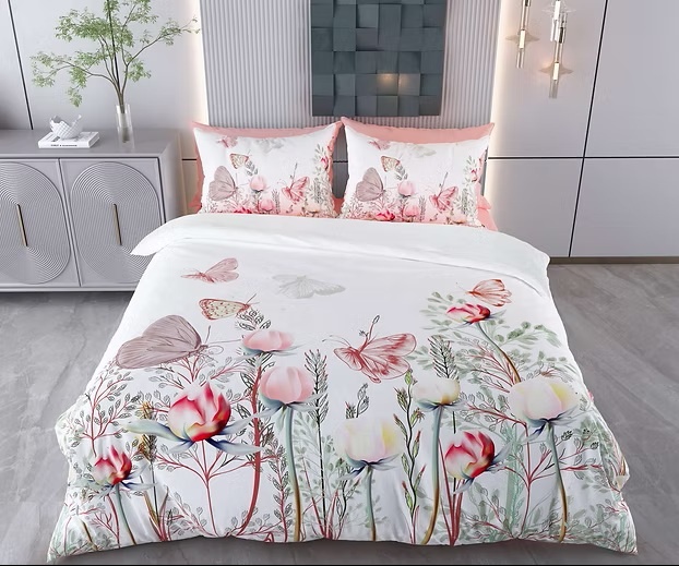 Set husa pilota + 2 fete de perna, 70% bumbac/30% poliester, 200x200 cm + 2x80x80 cm, imprimeu pigmentat, lavabil 30°C, multicolor - Verificat A · Re-Bloom