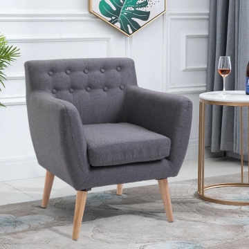 Фотьойл за хол 68x58,5x76 см, тапицерия от дишаща материя, рамка от масивно дърво, подвижна възглавница, подходяща за пране, 125 кг, сив - Проверено A · Re-Bloom - Img 2