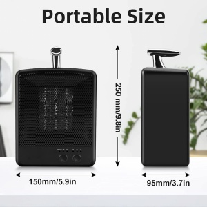 Aeroterma CestMall, 2 nivele reglabile, 1000 W, negru, ceramica/ABS, 150 x 250 x 95 mm - Img 4