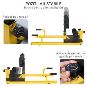 Aparat fitness pentru genoflexiuni Re-Bloom, otel/EVA, negru/galben, 50 x 97 x 44,5-56,5 cm, Resigilat, Grad A - Img 5