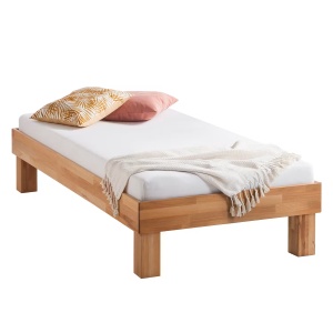 AresWOOD cadru pat 90x200 cm, lemn masiv fag uleiat, inaltime 37 cm, natur - Verificat A · Re-Bloom