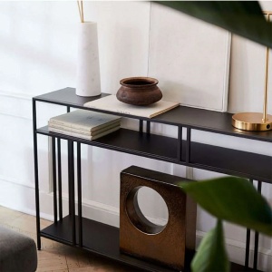 Asi Home Venedik consola hol 110x78x30 cm, PAL melaminat, picioare metal, negru - Verificat A · Re-Bloom - Img 4