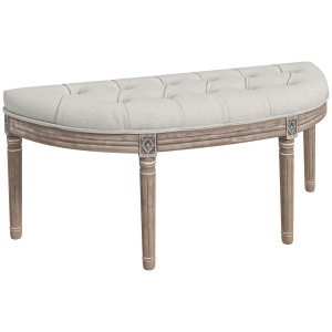 Banca in forma de semiluna Re-Bloom, textil aspect in/lemn hevea/spuma, 110x44x49 cm, sezut 6 cm, picioare 36 cm, 120 kg, crem/maro - Verificat A · Re-Bloom