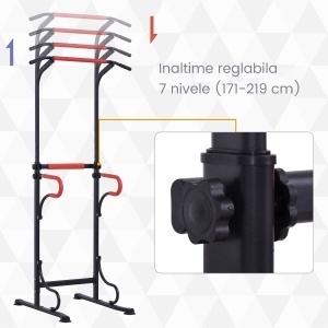 Bara pentru tractiuni Re-Bloom, reglabila, otel/polipropilena, rosu/negru, 98 x 84 x 171-219 cm, Resigilat, Grad A - Img 6
