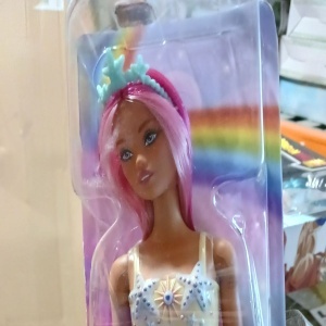Barbie Dreamtopia sirena Rainbow Magic, schimbare culoare apa calda/rece, coada multicolora, coronita, 32 cm - Verificat A · Re-Bloom - Img 5