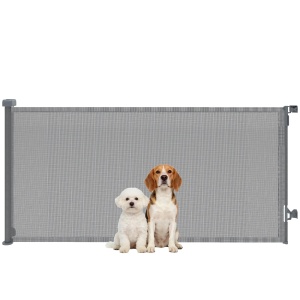 Bariera de siguranta pentru caini retractabila Re-Bloom, metal/aluminiu/ABS, 189x9x93 cm, pliabila 9x9x93 cm, gri - Verificat A · Re-Bloom - Img 3