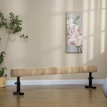 Barna de echilibru reglabila 226x31x59 cm, 3 inaltimi reglabile, acoperire catifea poliester, cadru otel, lemn de fag, 60 kg, maro - Verificat A · Re-Bloom - Img 2
