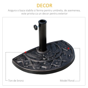 Baza umbrela soare din rasina, manivela pentru fixare, 9kg, 50x31x32cm, Bronz - Verificat A · Re-Bloom - Img 4