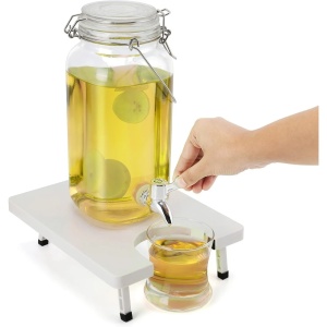 Belle Vous dozator bauturi cu robinet, sticla transparenta, 2.5L, 11.3x11.3x26 cm, capac etans, pentru suc/apa/cocktailuri/lapte - Verificat A · Re-Bloom - Img 2