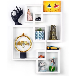 Belle Vous set 4 rafturi perete suspendate cub, MDF, dimensiuni 15-30 cm, alb - Verificat A · Re-Bloom - Img 1