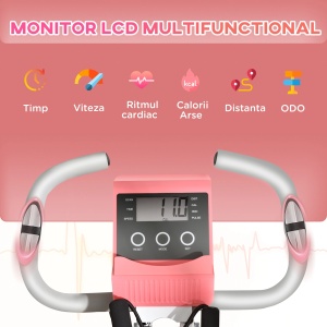 Bicicleta fitness 2 in 1 Re-Bloom, 8 nivele de rezistenta, otel/ABS, roz/alb, 105 x 48 x 118 cm, Resigilat, Grad A - Img 2