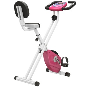 Bicicleta fitness pliabila 43x97x109 cm, 8 nivele rezistenta magnetica, sa 5 pozitii, ecran LCD, otel/ABS/PVC, roz/alb - Verificat A · Re-Bloom