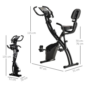 Bicicleta fitness pliabila Re-Bloom, 8 nivele de rezistenta, otel/ABS, negru, 105 x 48 x 118 cm, Resigilat, Grad A - Img 3